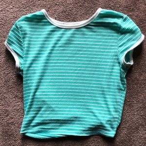 Urban outfitters teal striped crop top